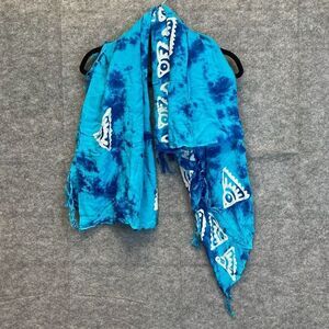 SAMA SAMA Scarf Women's Turquoise Tie-Dye Wrap Fringe Tropical Hawaiian Beach